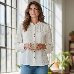 Zara White Button-Up Blouse
